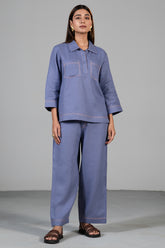 Mulberry Mist Linen Co-Ord Set front view chic smart-casual wear
