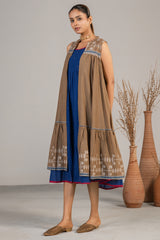 Close up of premium breathable fabric on Indigo Blue Mul Cotton Midi Dress