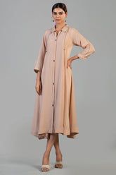 Pink Cotton Silk Dress front view elegant luxury fashion