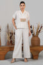 Full length elegant silhouette of contemporary Ivory White Jute Lapel Collar Clyde Co-Ord Set
