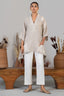 Full length elegant silhouette of contemporary Ivory Jute Embroidered Kaftan Set