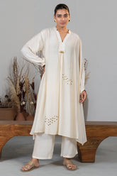 Ivory Cream Muslin Silk Co-Ord Set