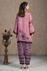 Dusty Pink Linen Floral Printed Co-Ord Set - pink linen saree