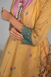 Vibrant floral print on Light Pink and Orange Co-Ord Set with Jacket for women
