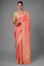 Flamingo Pink Woven Butti Saree in Muga Silk with Elephant and Peacock Motifs - pink silk saree
