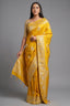 Mustard Traditional Floral Woven Saree in Art Silk - mustard silk saree