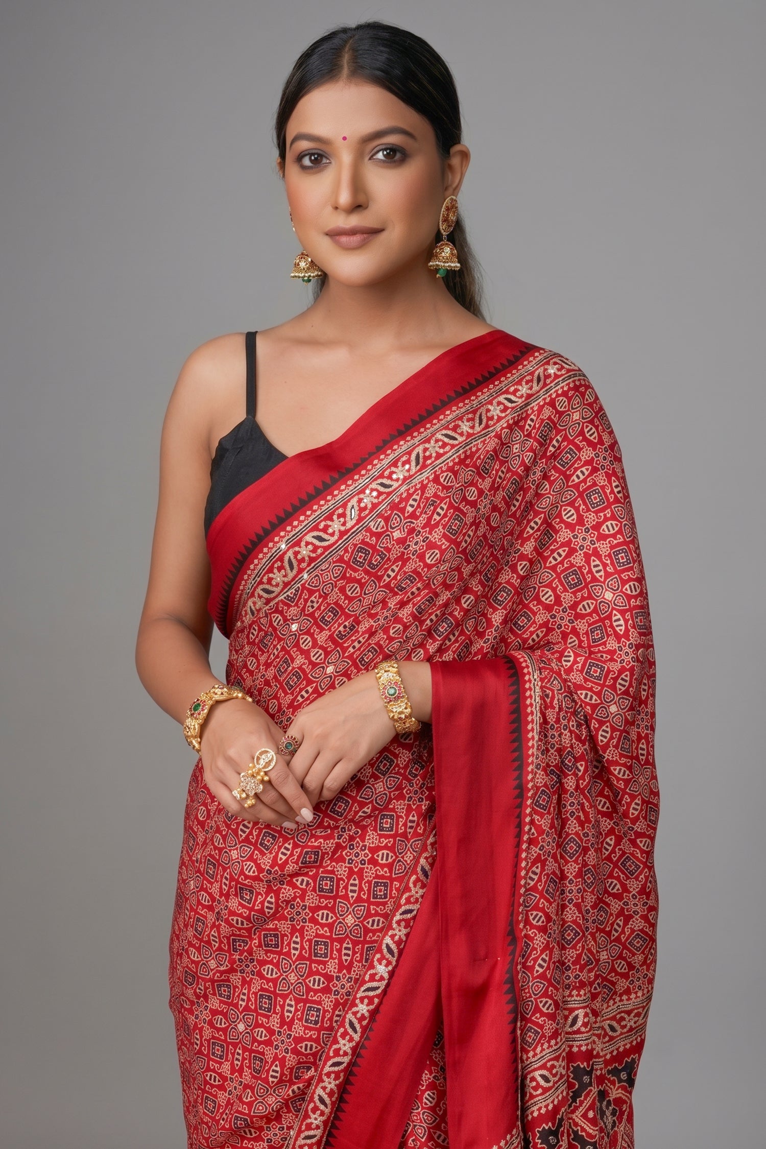 Maroon Art Silk Kalamkari Printed Saree with Paisley Motifs - maroon silk saree kalamkari