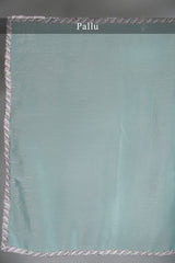 Light Blue Chiffon Organza Swarovski Worked Saree with Bead and Cutdana Lace