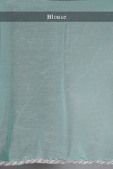Light Blue Chiffon Organza Swarovski Worked Saree with Bead and Cutdana Lace