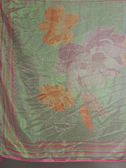 Green Shimmer Floral Printed Saree with Highlights