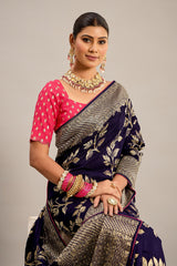 Purple Art Silk Woven Saree