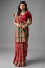 Maroon Semi Silk Checks Embroidered Traditional Gharchola Saree