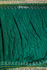 Dark Green Gaji Silk Traditional Bandhej Saree