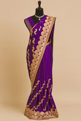Royal Purple Silk Geometric Weaving Traditional Saree