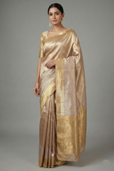 Golden Kanchipuram Tissue Silk Woven Saree