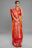 Orange Banarasi Silk Traditional Saree with Contrast Broad Patola Border - orange silk saree patola