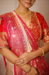 Cream Uppada Silk All Over Woven Traditional Saree - cream silk saree