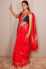 Pink Raw Silk Woven Patola Saree