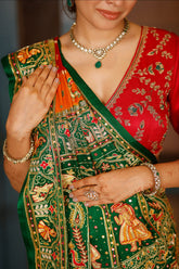 Maroon and Multi Colored Gaji Silk Traditional Gharchola Saree - red silk saree