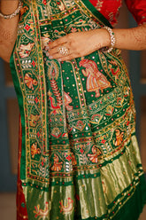 Maroon and Multi Colored Gaji Silk Traditional Gharchola Saree - red silk saree