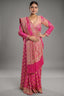 Pink Georgette Bandhej Traditional Saree with Kaat and Sequin Beaded Work - pink georgette saree bandhej