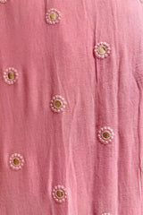 Light Baby Pink Georgette Lucknowi Worked Saree with Mukaish Work - pink georgette saree