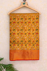 Mustard Yellow Kanchipuram Tissue Silk Checks Woven Patola Saree