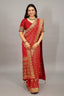 Red Georgette Traditional Bandhej Saree with Cutdana and Bead Work - red georgette saree bandhej