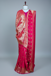 Rani Pink Modal Silk Banarasi Woven Saree