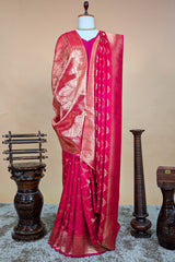 Rani Pink Modal Silk Banarasi Woven Saree