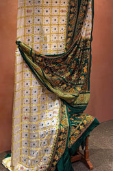 Off White Gaji Silk Traditional Bridal Panetar Saree