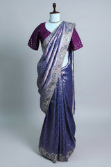Purple Tissue Silk Woven Saree with Embroidery Work