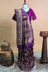 Purple Art Silk Woven Patola Saree