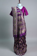 Purple Art Silk Woven Patola Saree