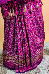 Magenta Art Silk Patola Saree - magenta silk saree patola