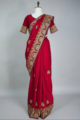 Maroon Gaji Silk Traditional Gharchola Saree with Tassles - maroon silk saree