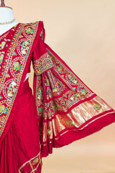 Maroon Gaji Silk Traditional Checks Gharchola Saree - maroon silk saree