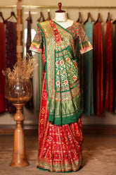 Maroon Gaji Silk Traditional Gharchola Saree with Embroidery - maroon silk saree embroidery