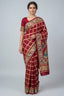 Maroon Gaji Silk Traditional Checks Gharchola Saree with Heavy Embroidered Pallu - red silk saree embroidered