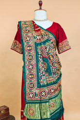 Maroon Gaji Silk Swastik Motif Traditional Gharchola Saree with Embroidery - maroon silk saree embroidery
