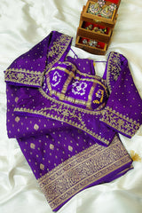 Purple Dola Silk Woven Saree with Handworked Readymade Blouse