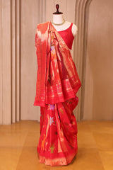 Red Silk Traditional Paithani Woven Saree