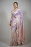 Light Pink and Purple Ombre Net Sequin Beaded Saree - pink net saree