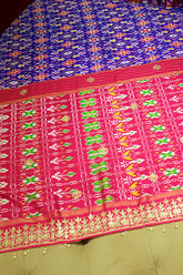 Purple Silk Traditional Patola Saree with Gota Sequin Work - purple silk saree patola