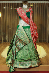 Green Banarasi Silk Floral Meenakari Woven Saree - green silk saree