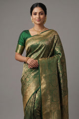 Green Kanchipuram Silk Woven Traditional Saree