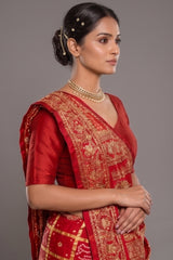 Maroon Gaji Silk Traditional Gharchola Saree - maroon silk saree
