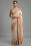 Off White Tissue Saree with Contrast Floral Embroidery and Sequin Beaded Work Border - white saree embroidery