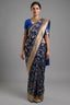 Blue Banarasi Silk Animal Motif All Over Woven Saree - blue silk saree
