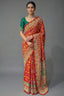 Red Cotton Silk Traditional Bandhej Saree with Beads and Zardosi Work - red silk saree bandhej